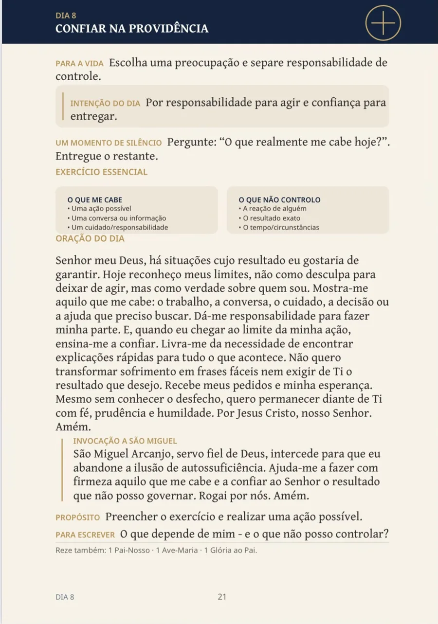 Página interna do Dia 8 da Novena