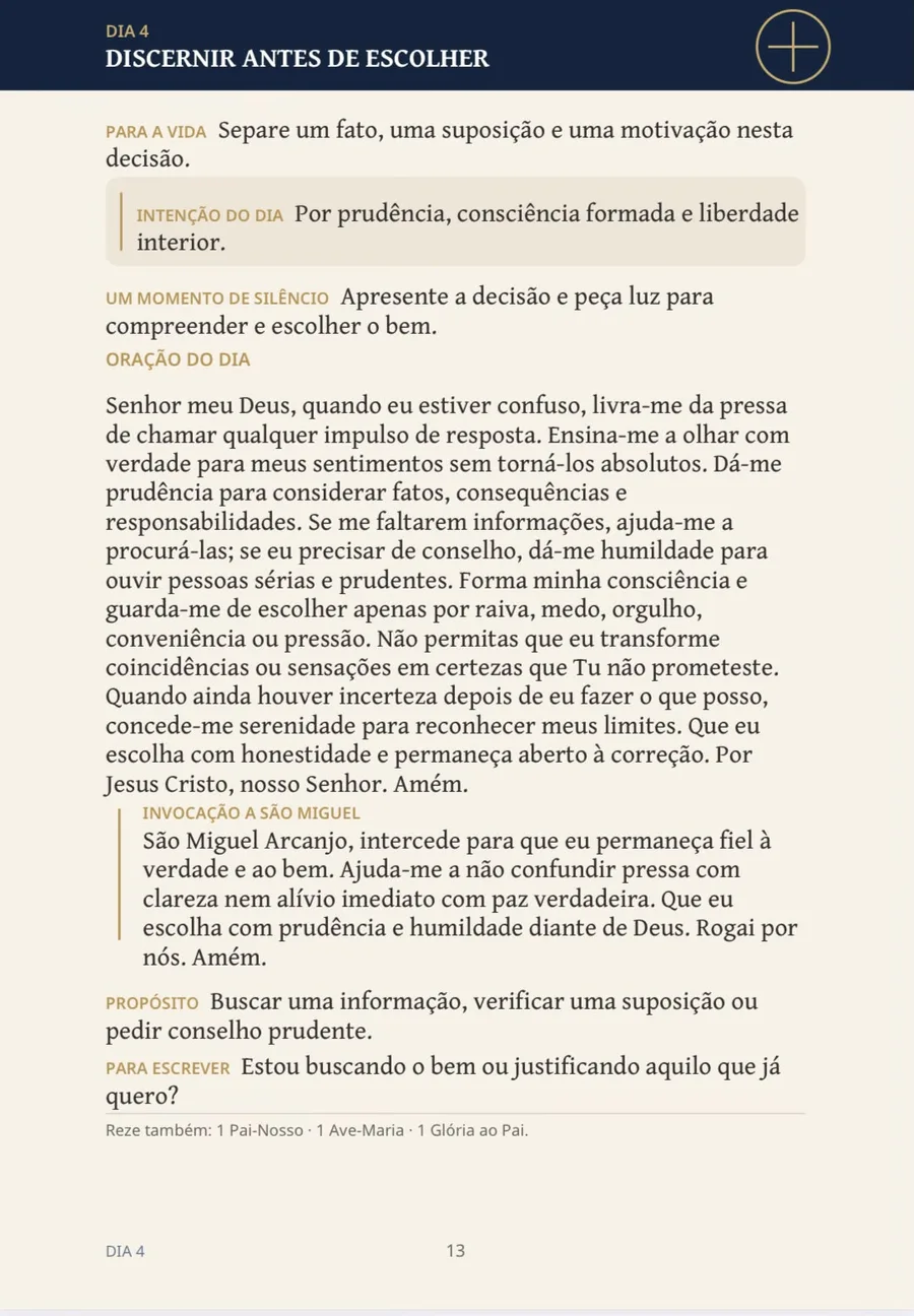 Página interna do Dia 4 da Novena