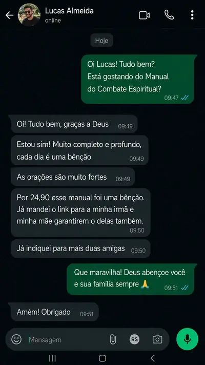 Depoimento de Lucas Almeida via WhatsApp