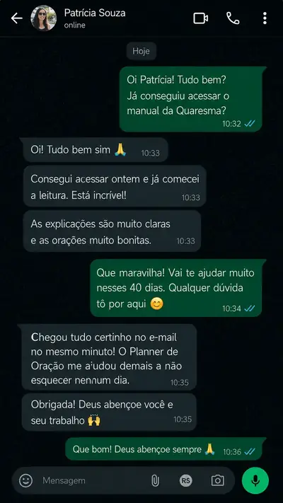Depoimento de Patrícia Souza via WhatsApp